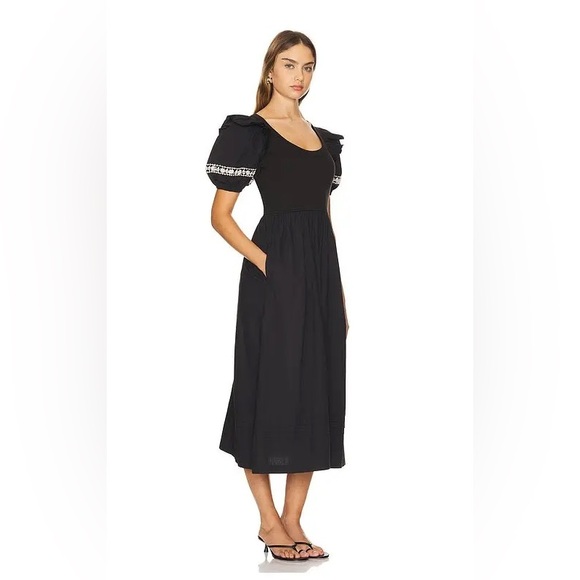 Cleobella Black Midi Dress with Embellished Sleeves - Picture 7 of 12